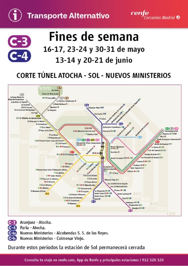 Imagen de estación Sol en Madrid con señal de cierre temporal