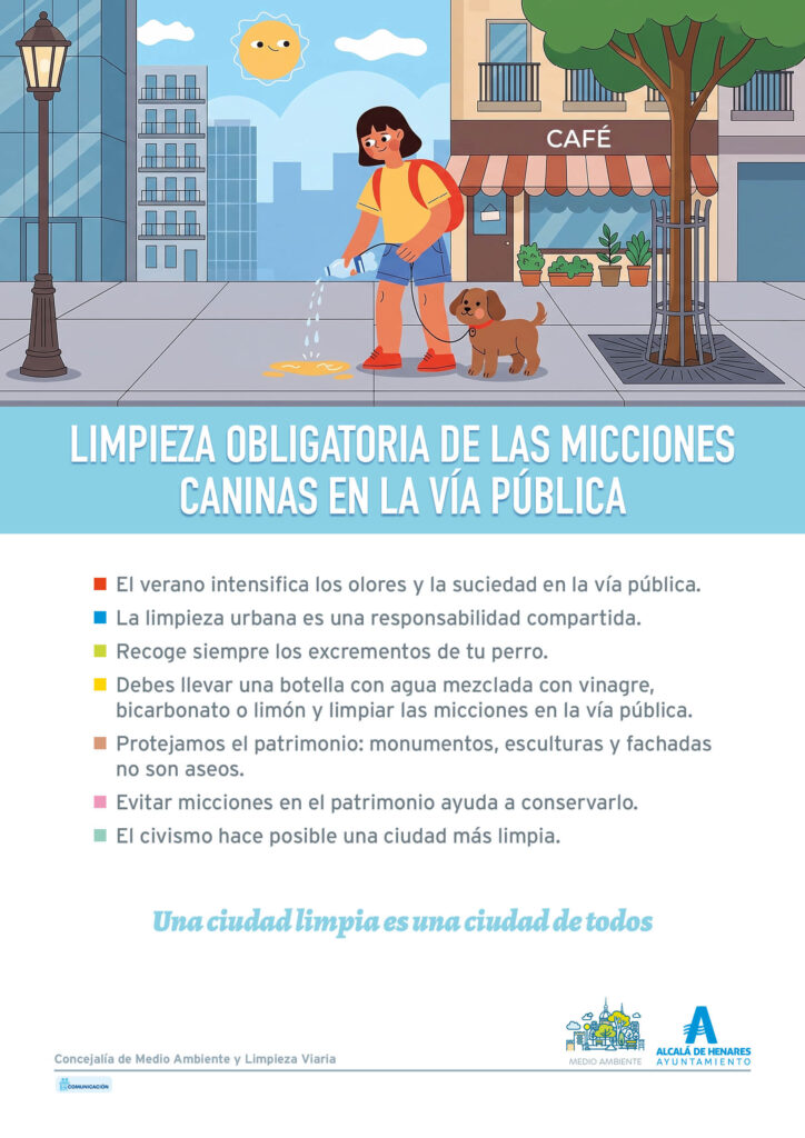 Limpieza de micciones de perros en monumentos de Alcalá de Henares