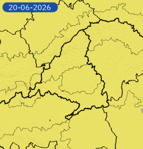 Cartel de aviso amarillo por calor en Madrid este fin de semana