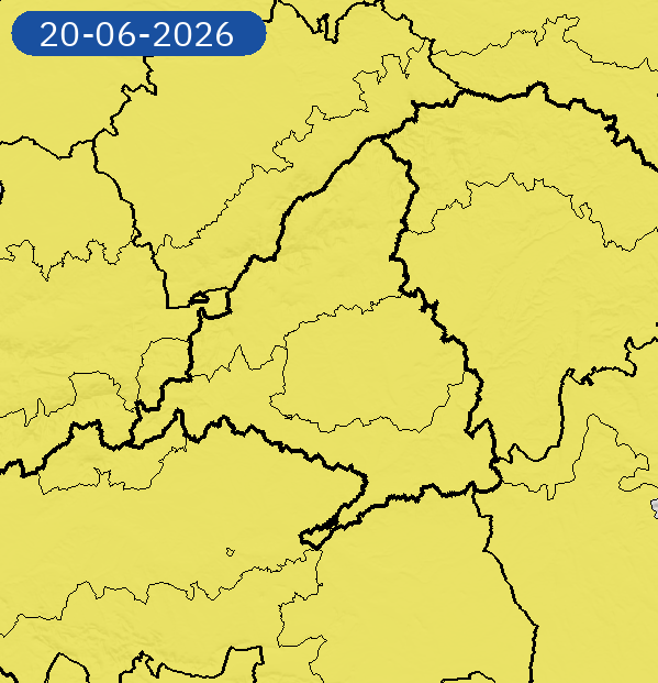 Cartel de aviso amarillo por calor en Madrid este fin de semana