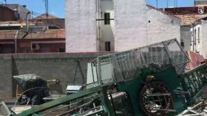 Grúa caída en obras de Francisco de Salas Tetuán Madrid