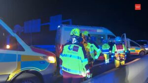 Moto accidentada en la M-407 a la altura de Humanes de Madrid
