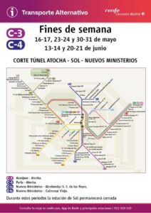 Estacion de Sol en Madrid sin servicio por obras