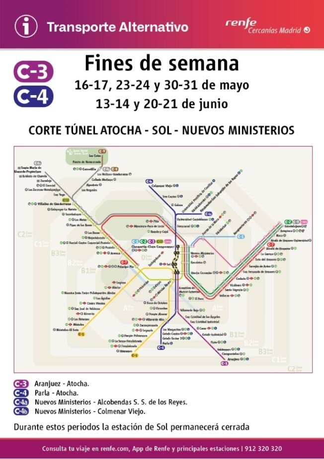 Estacion de Sol en Madrid sin servicio por obras