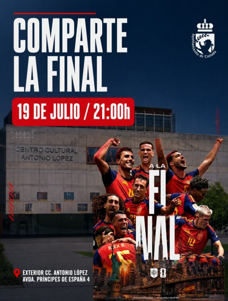 Pantalla gigante final Mundial 2026 en Centro Cultural Coslada