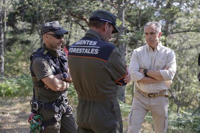 Agentes forestales trabajando en Madrid durante incendio forestal