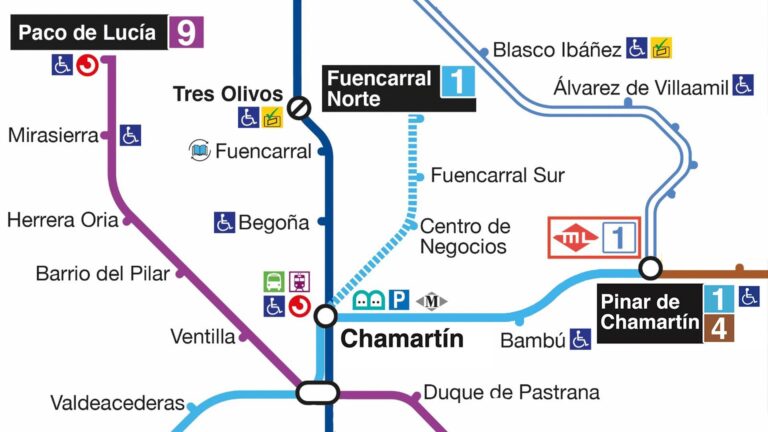 Estación de metro Madrid Nuevo Norte con trenes modernos