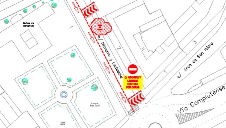 Corte en calle Navarro y Ledesma de Alcalá por obras