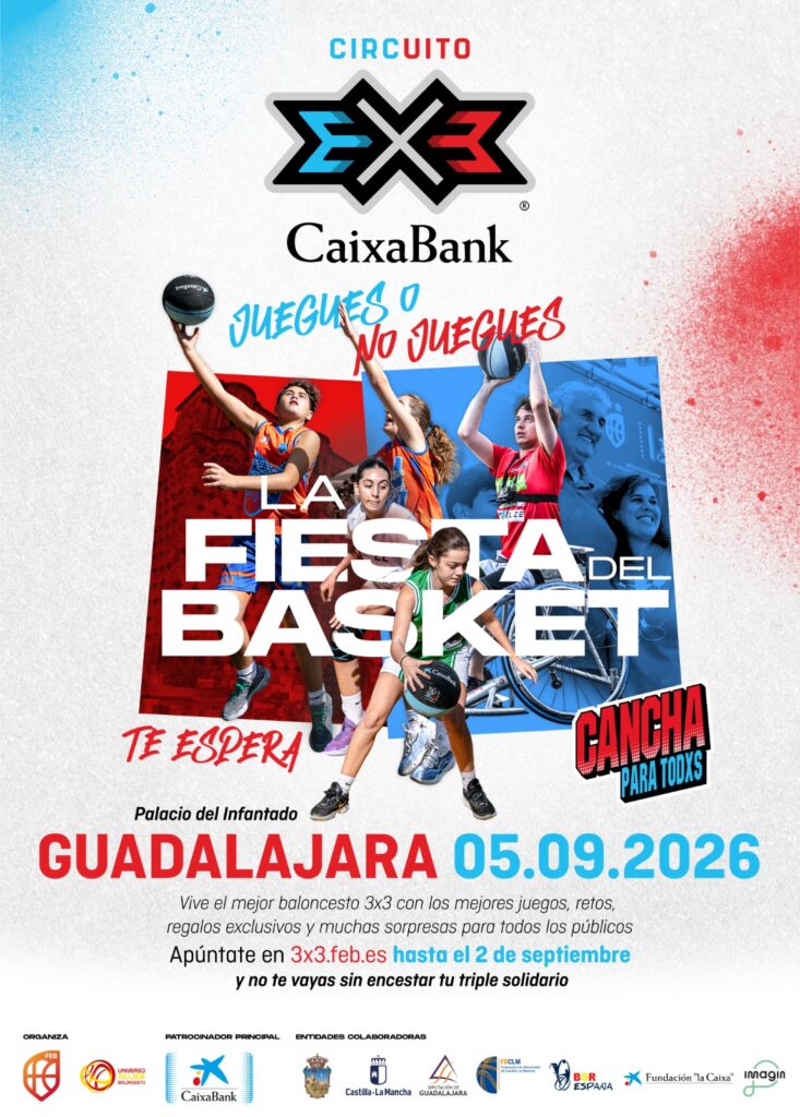 Cartel oficial torneo 3x3 CaixaBank en Guadalajara 2026