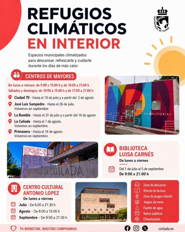 Refugio climatizado en centro mayor Coslada verano 2024
