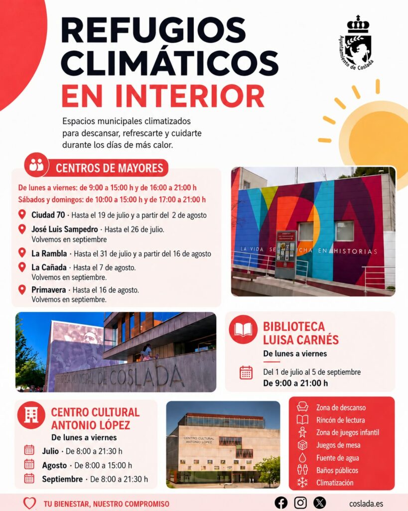 Refugio climatizado en centro mayor Coslada verano 2024