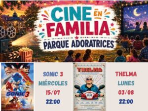 Cartel de la película Sonic 3 en Parque de Adoratrices Guadalajara