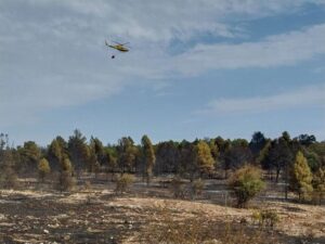 Incendio controlado en El Recuenco Guadalajara con equipos de extincion